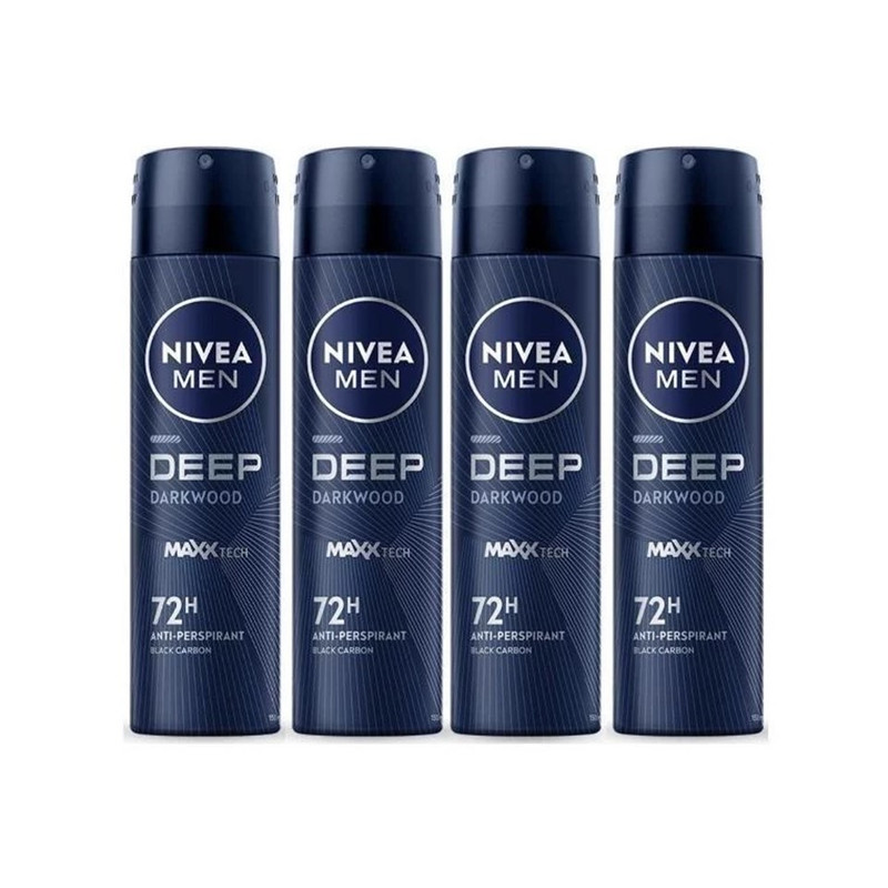 NIVEA Men Spray Deep Darkwood 150 ml. x 4