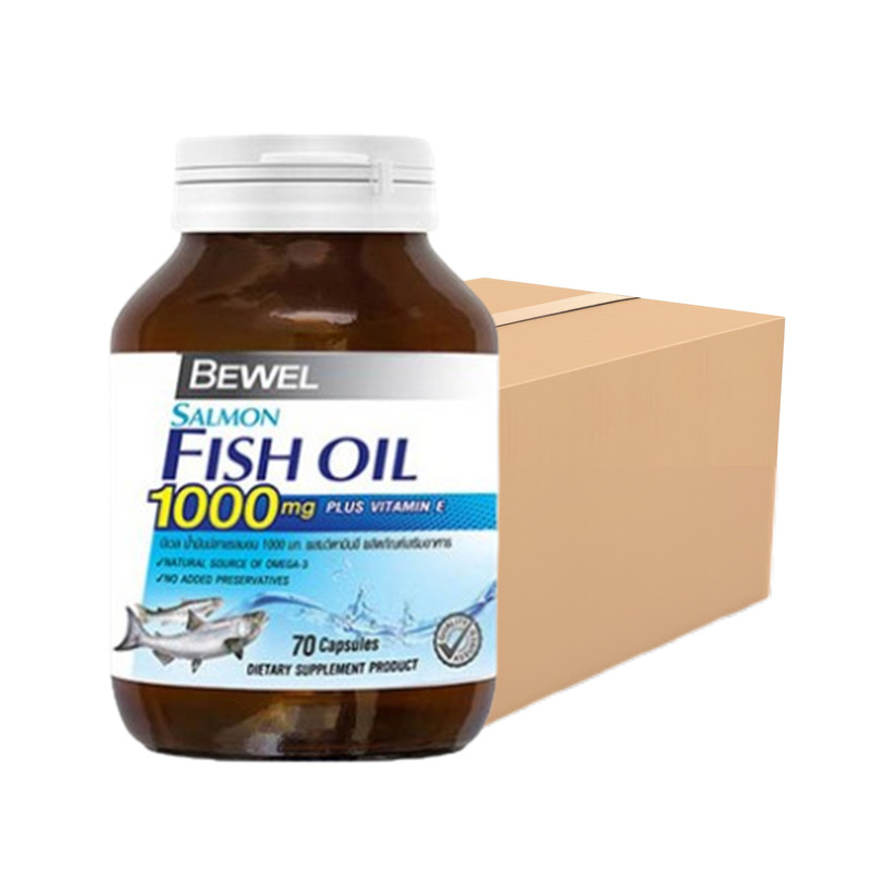 BEWEL Dietary Supplement Salmon Fish Oil Plus vitamin E Omega 3 1,000 mg 30 Capsule x 12