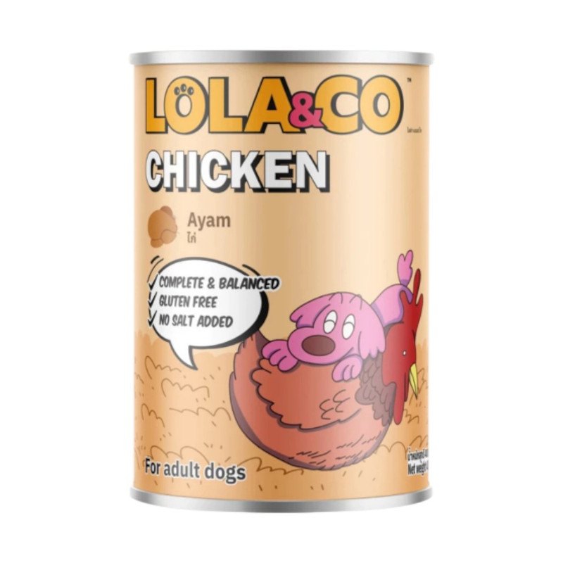Lola&Co โลล่าแอนโค อาหารกระป๋องสําหรับสุนัข สูตร Complete and Balance ขนาด 400g LD01-ไก่