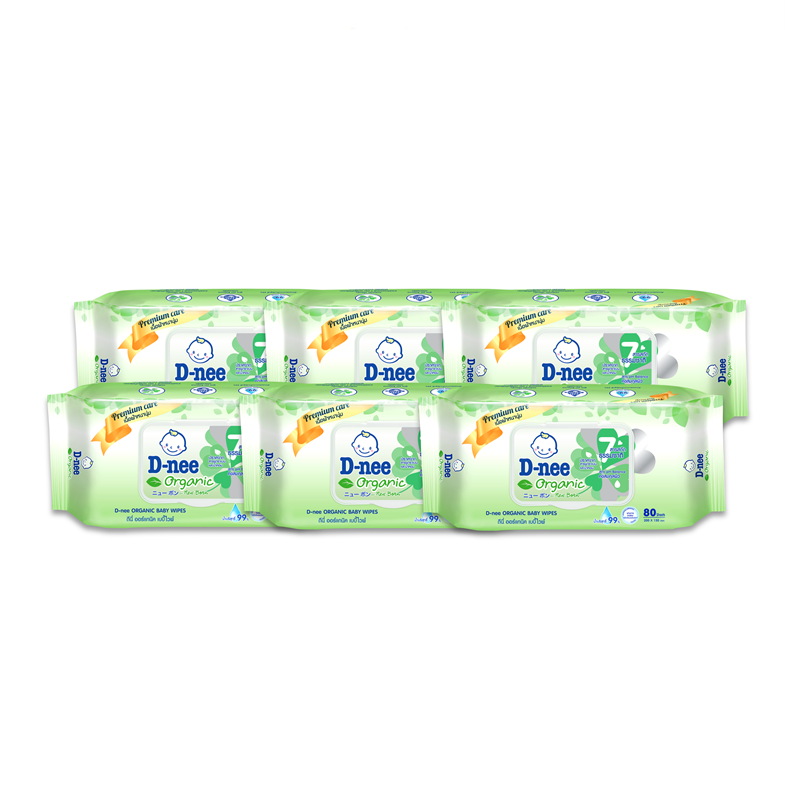 [Pack6] D-nee Organic  Baby Wipes 80 PCS  x 6, Green