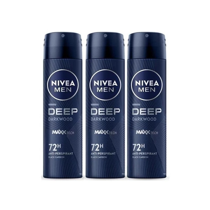 NIVEA Men Spray Deep Darkwood 150 ml. x 3
