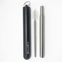 Thumbnail 1 of RePlanetMe หลอดสแตนเลสเทเลสโคปย่อยืดได้ พร้อมแปรงในเคสแคปซูล Telescopic Portable Stainless Steel Straw ดำ (Black)