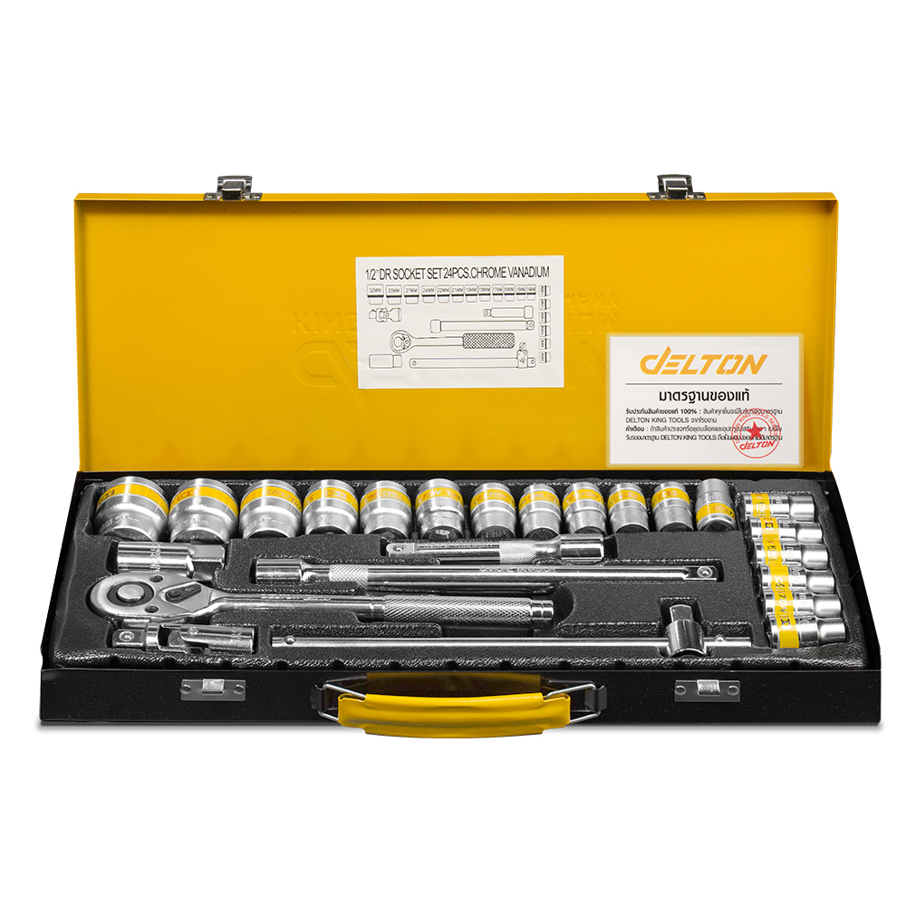 DELTON King Tools ชุดเครื่องมือ ชุดประแจ ชุดบล็อก 24 ชิ้น ขนาด 1/2 นิ้ว (4 หุน) KING TOOLS SERIES รุ่น DKT-24PCS