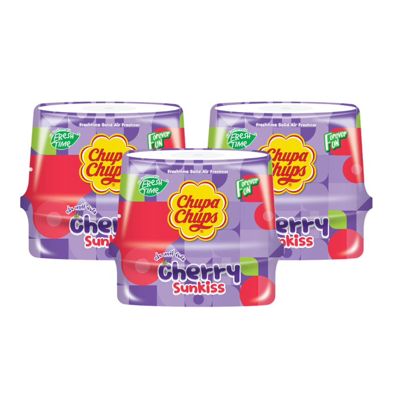 [แพ็ค3ชิ้น] FreshTime X Chupa Chups เจลหอมปรับอากาศ สําหรับห้องนอน ห้องน้ํา หอม2เท่า กลิ่นเชอร์รี่ซันคิส ขนาด 180 กรัม