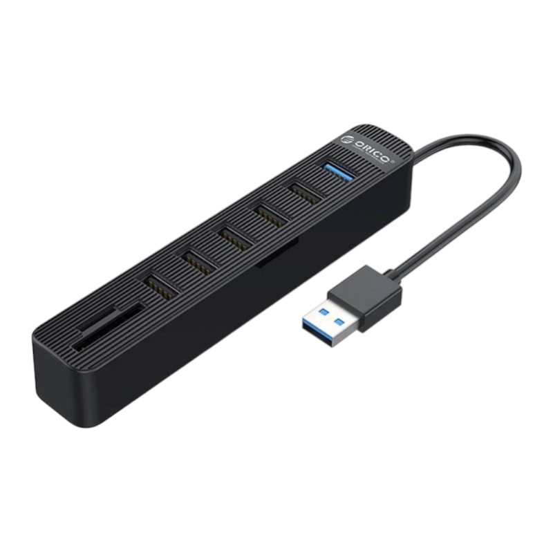 ORICO TWU32-3AST / TWU32-6AST 3-6 ports USB3.0 + 2.0 HUB with Card Reader โอริโก้ ฮับเพิ่มพอร์ต พร้อมตัวอ่าน สีดํา / BK 6 Ports