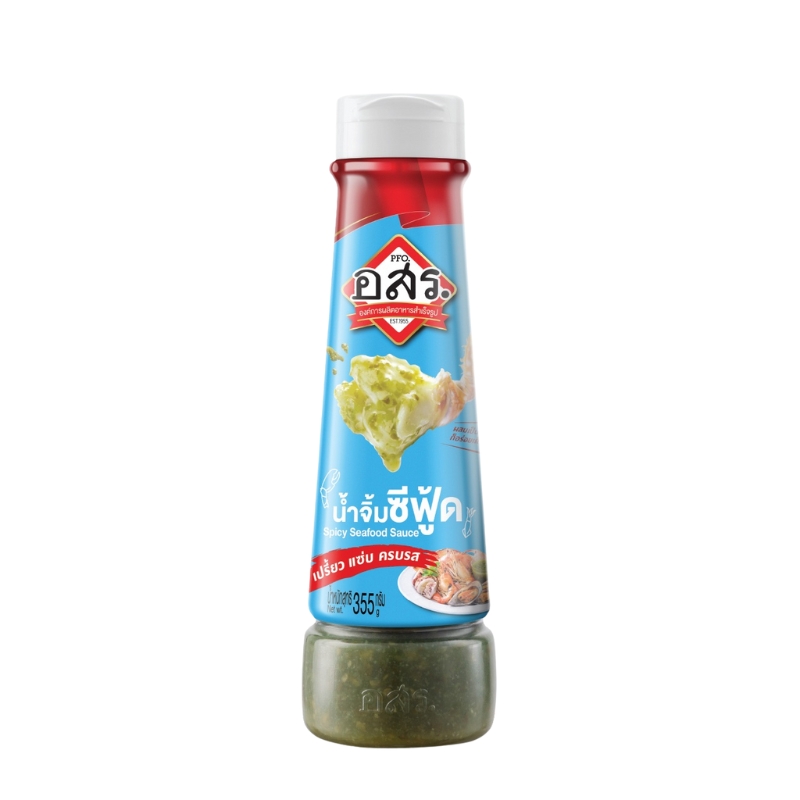 [1 bottle] ASR. Seafood Dipping Sauce, 355 g, made with fresh “Jinda” chilies, spicy, bold, full-flavored