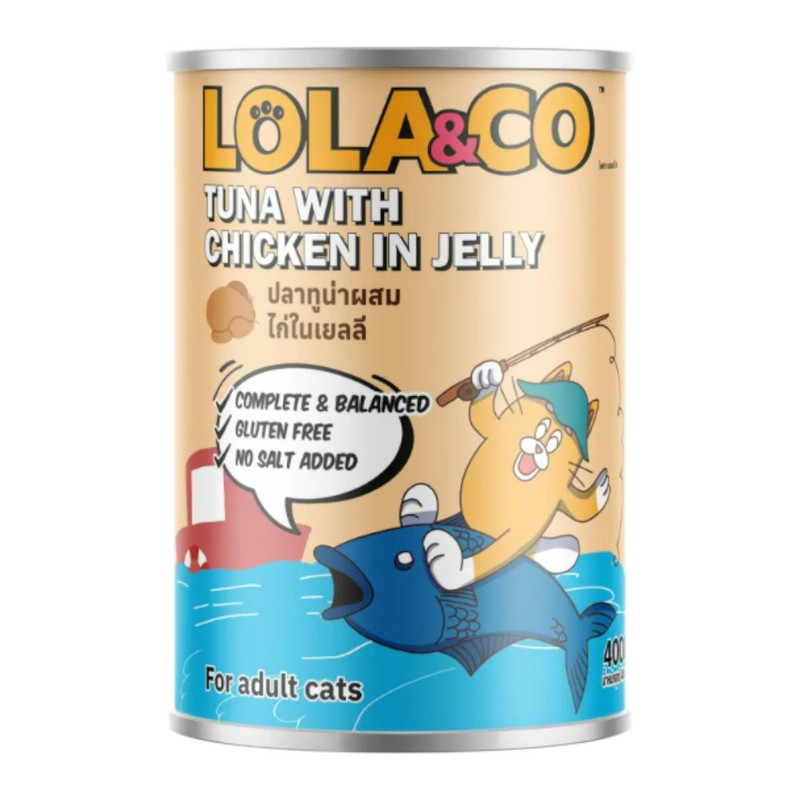 Lola & Co อาหารกระป๋องสําหรับแมว สูตร Complete and Balance ขนาด 400g LC5ปลาทูน่าเนื้อไก่