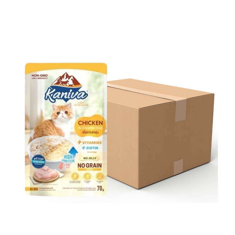 KANIVA Cat Food Chicken In Steamed Egg Pouch 70 g x 12