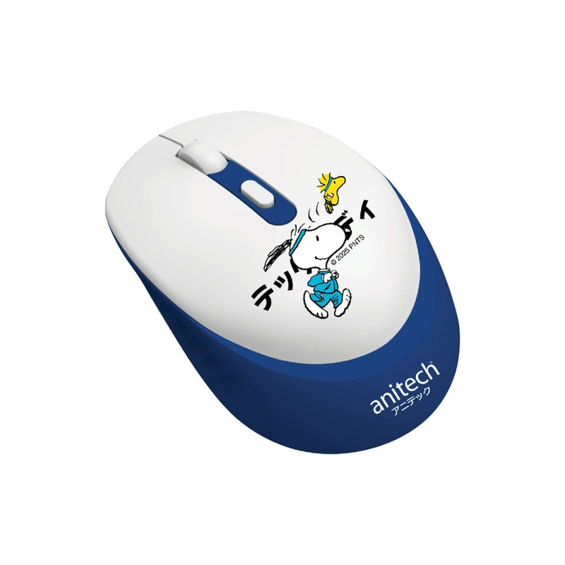 Anitech X Snoopy 3 เม้าส์ไร้สาย รุ่น SNP-W240 คลิกเงียบ เชื่อมต่อแบบ USB ปรับ DPI 3 ระดับ SNP-W240-BL