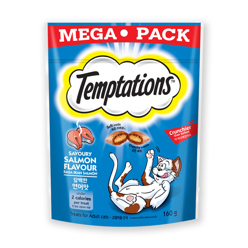 TEMPTATIONS Cat Treat Savoury Salmon Flavor 160 g