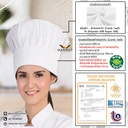 Thumbnail 5 of หมวกกุ๊กสากล หมวกเชฟ หมวกพ่อครัว สีขาว หัวปิด 
ชนิดผ้า : ผ้าคอมทวิวอย่างดี (poly65% - rayon35%) ทนต่อการใช้งาน