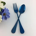 Thumbnail 2 of Twin Fish ชุดช้อนส้อม 3 คู่ ช้อนส้อมทานข้าว ช้อนส้อมสวยสีน้ำเงิน BLUE รหัส87สีน้ำเงิน