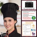 Thumbnail 4 of หมวกกุ๊กสากล หมวกเชฟ หมวกพ่อครัว สีดำ หัวปิด (FSC0202)
ชนิดผ้า : ผ้าคอมทวิวอย่างดี (poly65% - rayon35%) ทนต่อการใช้งาน