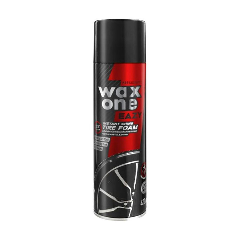 President's waxone eazy instant shine tire foam 420ml โฟมทําความสะอาดพร้อมเคลือบยางดําเงางาม ป้องกันสุนัขฉี่