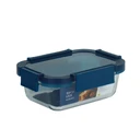 Thumbnail 1 of Super Lock Rectangular Glass Food Container, Blue Series, 370 ml., Model 6219