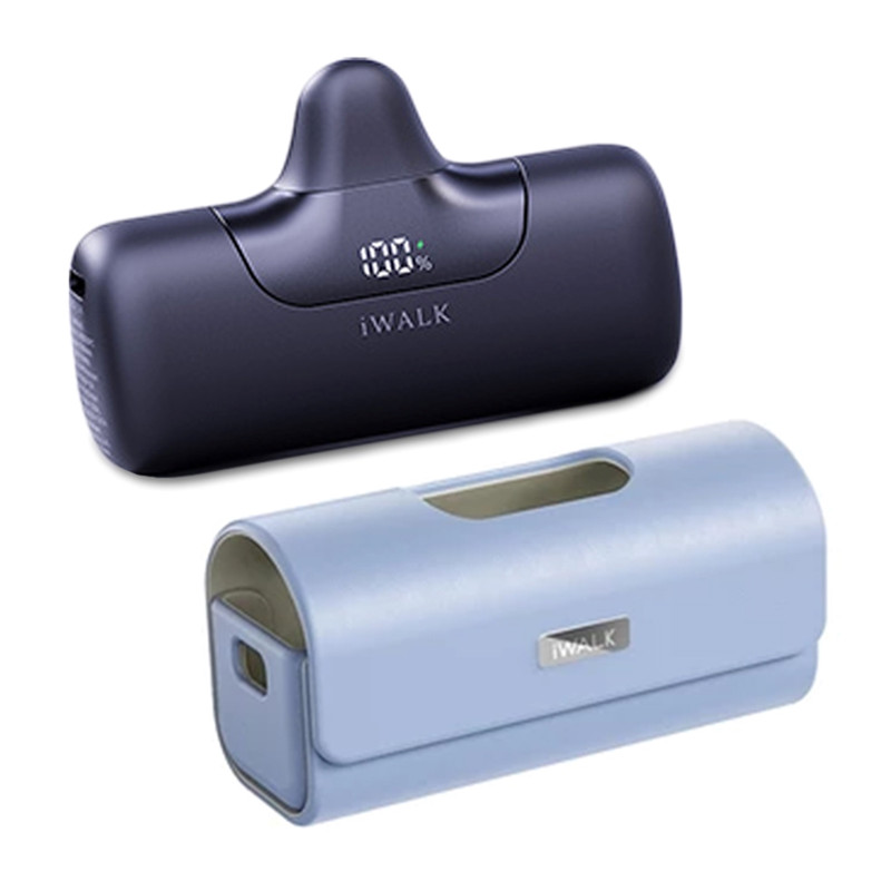 iWALK LinkPod5+LinkPod Bag แบตสํารองพกพาแบบหัวชาร์จไร้สายพร้อมกระเป๋าเคสหนัง ใส่ได้อย่างลงตัว Black+PurpleBag