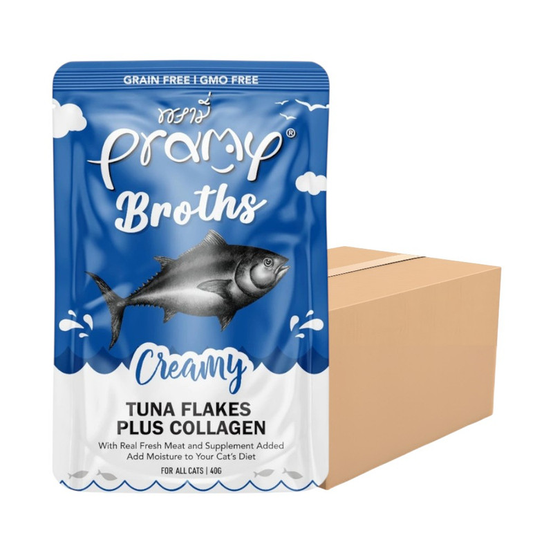 [12 ซอง] Pramy Broths อาหารเปียกแมวพรามี่ บรอธซุป ขนาด 40g / สูตร CS2-ครีมมี่ซุป&ทูน่า 12 ซอง
