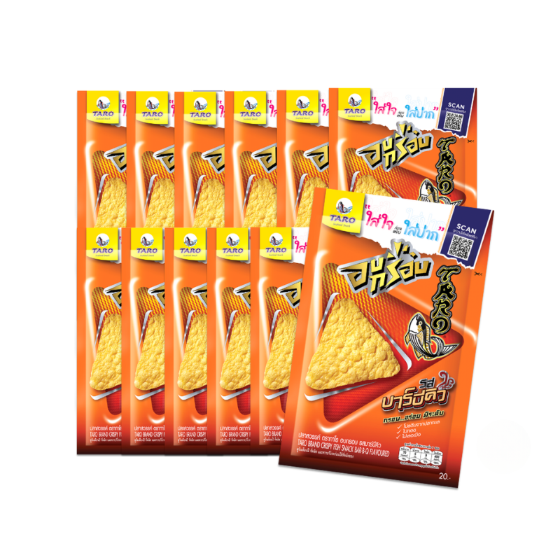 TARO BRAND CRISPY FISH SNACK BAR-B-Q FLAVOURED 18G. X12