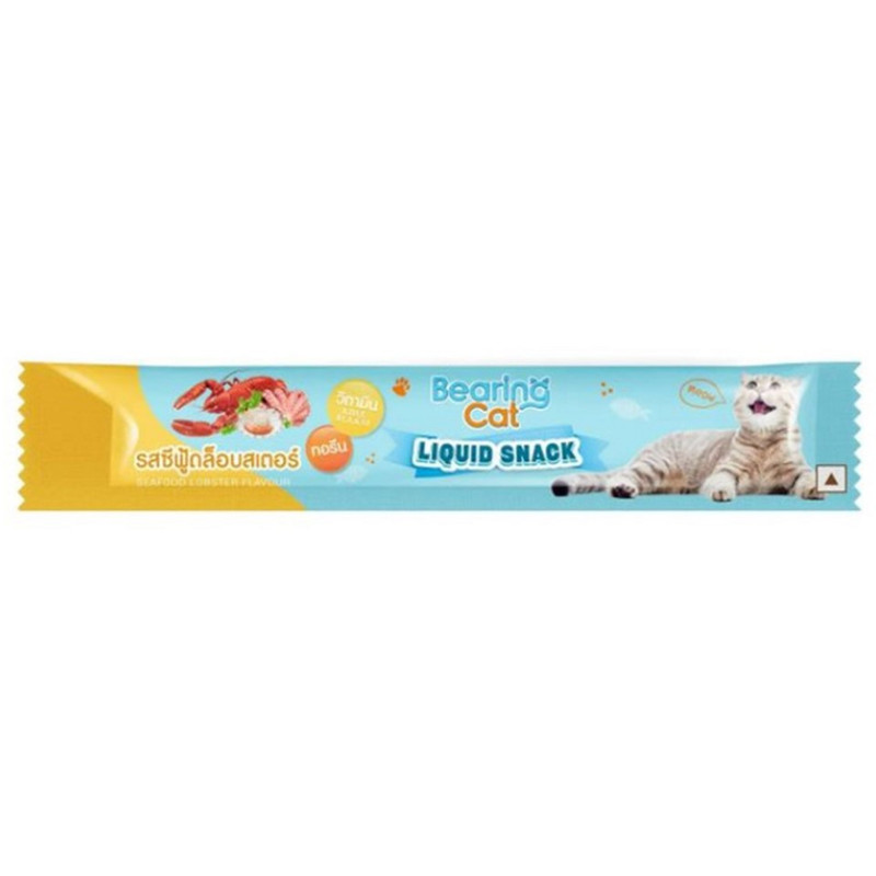 Bearing Cat Liquid Snack ขนมแมวเลีย มนต์เรียกแมว อาหารแมว เค็มต่ำ ใช้ผสมอาหารให้น่าทานขึ้น เหมาะสำหรับแมวทานยาก 1 ชิ้น ซีฟู้ดล็อบสเตอร์