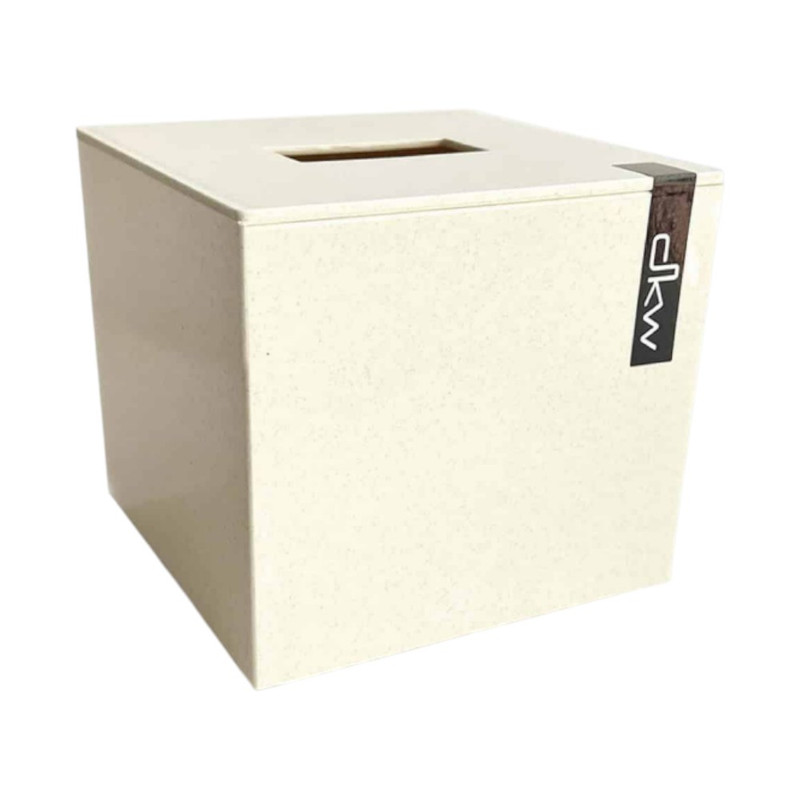 DKW Official HH-3019กล่องกระดาษทิชชู่ Mable Tissue box Tissue holder ที่ใส่ทิชชู่ กล่องทิชชู สีครีม-จตุรัส
