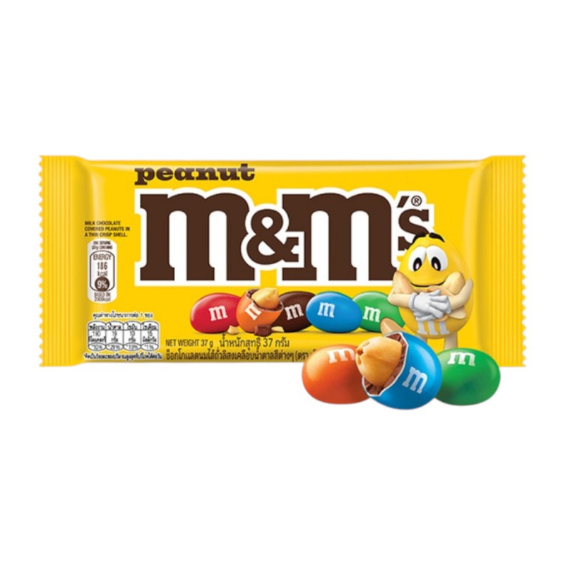 M&M's Peanut เอ็มแอนด์เอ็ม พีนัท ช็อกโกแลตนมสอดไส้ถั่วลิสง 37 กรัม (10249020-L)