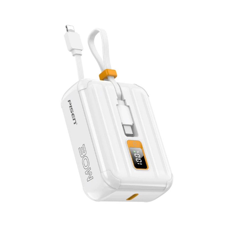 Pisen แบตสํารอง 10,000 mAh พร้อมสายคู่ Power Tiny 30W หน้าจอ LED แบบดิจิทัล รุ่น TS-D364