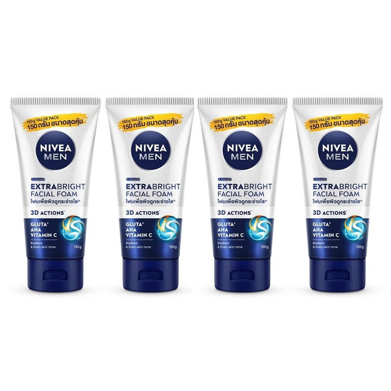NIVEA MEN Extra Bright Facial Foam x 4