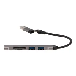 Thumbnail 1 of TECHPRO Port Hub 5-in-2 2xUSB 2.0/USB 3.0/Card reader SDTF Gray