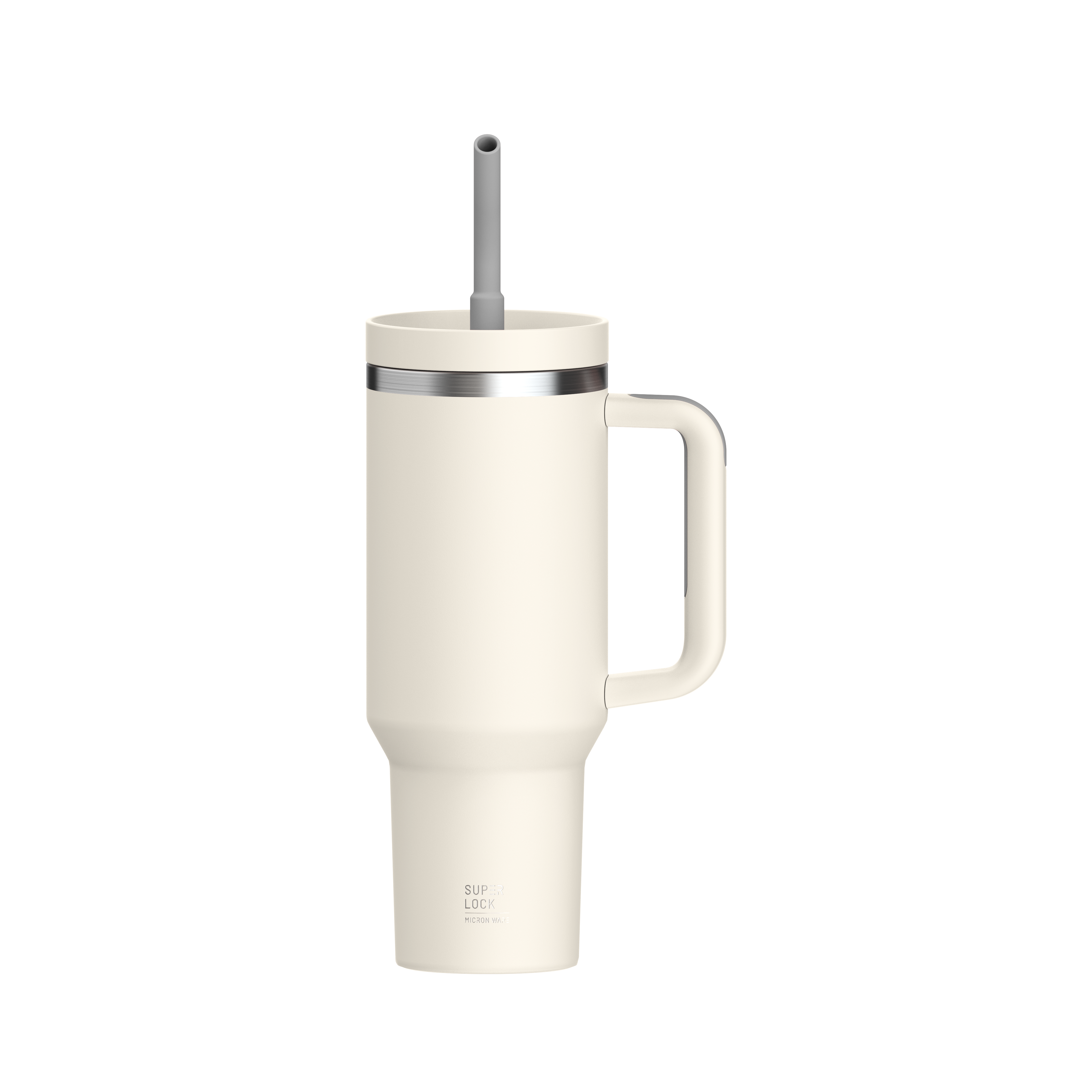SUPER LOCK Stainless Steel water Cup with Stainless Steel Straw and Silicone Tip 1.15 l Model S183 White