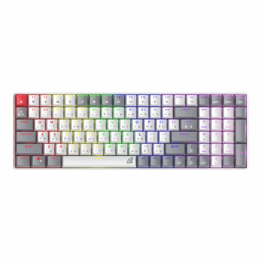 SIGNO KEYBOARD (คีย์บอร์ด) KB-723 MOBILUS (WHITE-GRAY) MINI RGB EN/TH BLUE SWITCH