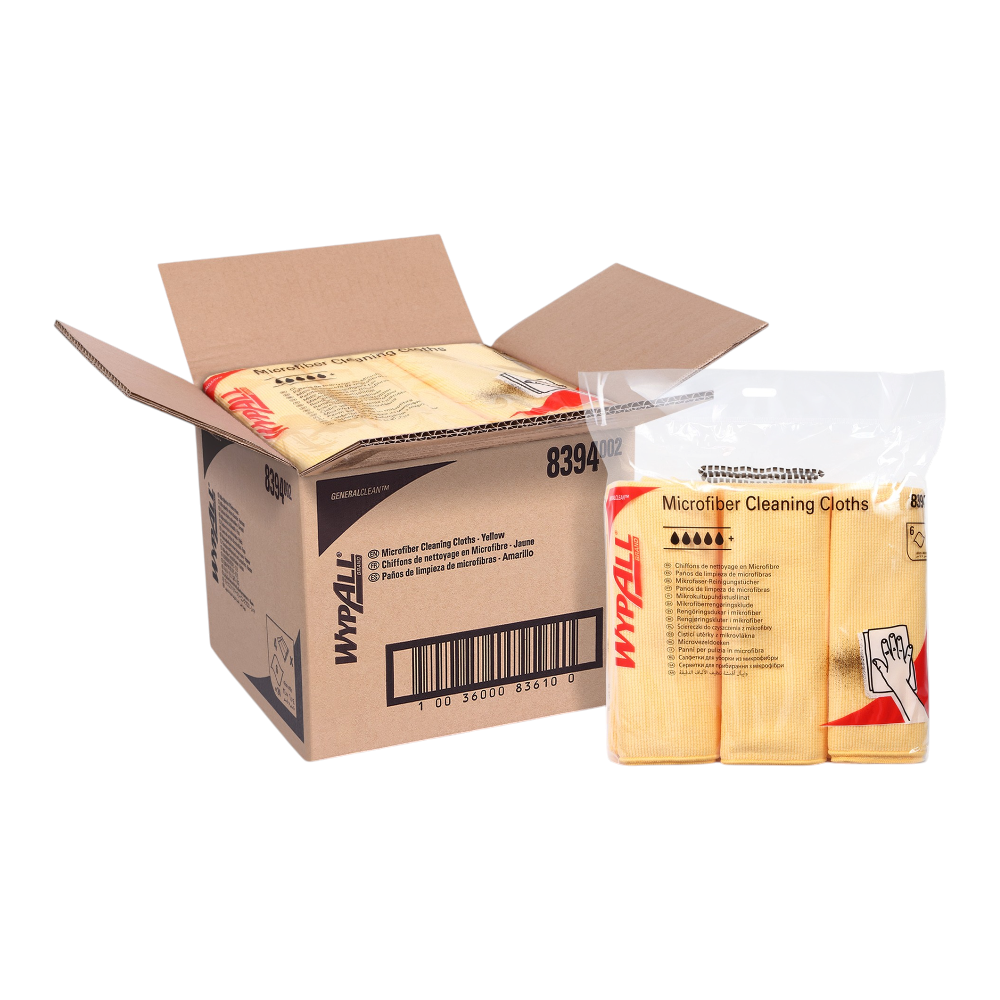 WYPALL Microfiber Cloths - Code 8394 - Reusable Wiper - Yellow - 4 x 6 Pieces