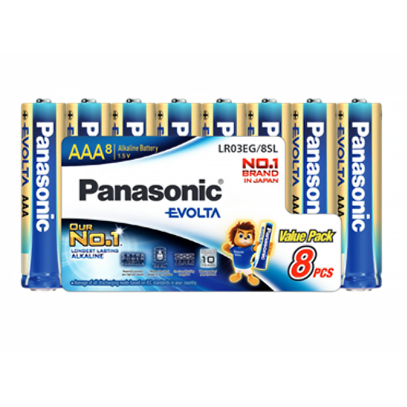 PANASONIC Evota Alkaline Battery AAA Model LR03EG 8 pcs