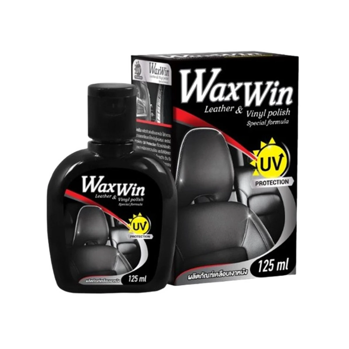 Wax Win นํ้ายาเคลือบเงาเบาะรถ เคลือบเงา เคลือบเบาะหนัง Leather & Vinyl Polish 125ml. Wax Win
