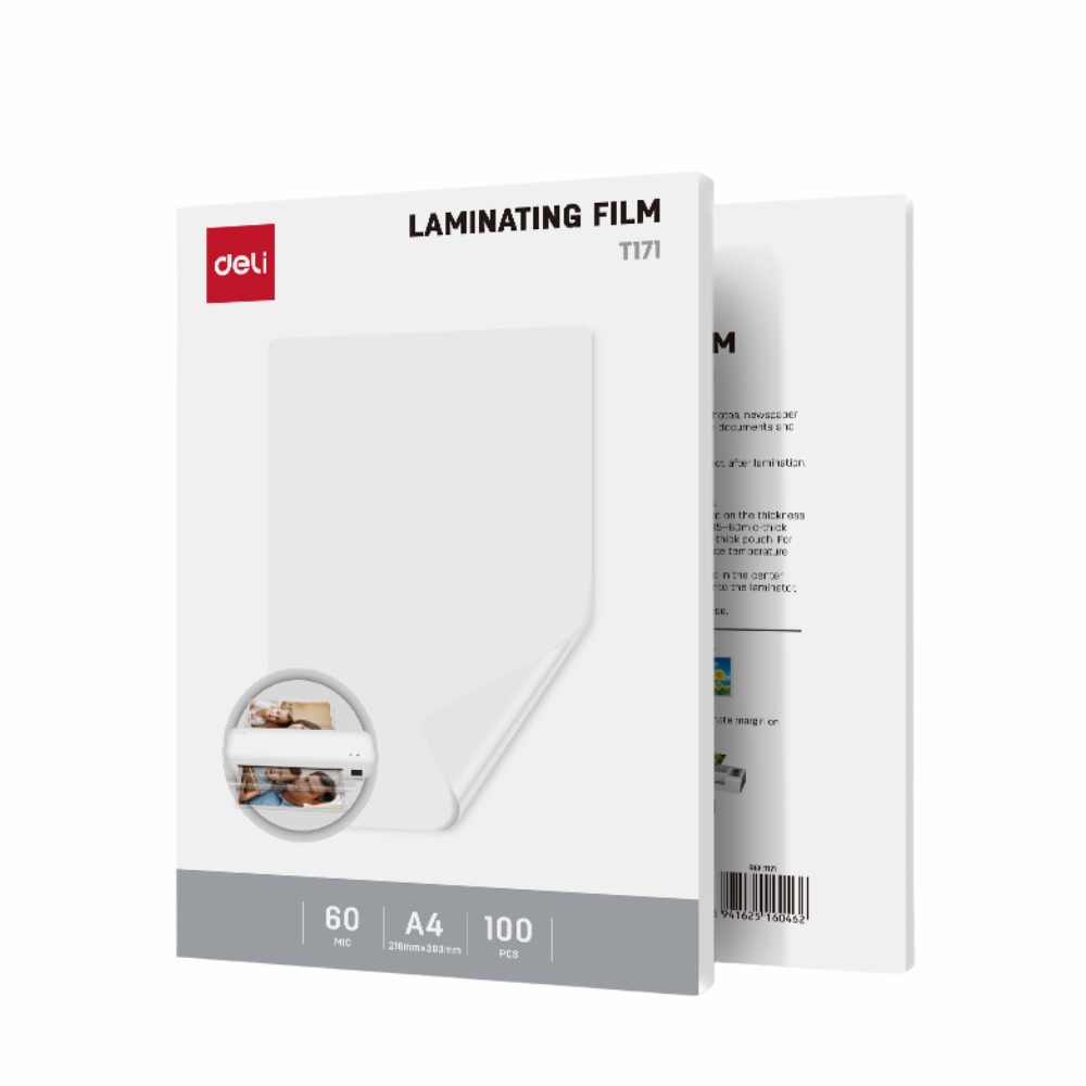 Deli พลาสติกเคลือบบัตร 60MIC A4 สีใส รุ่น ET171 100 แผ่น/แพ็ค