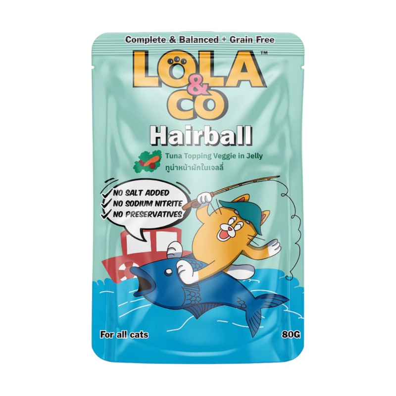 [1 ซอง] Lola & Co อาหารเปียก สูตร Complete & Balance ขนาด 80 กรัม RM06-Hairball
