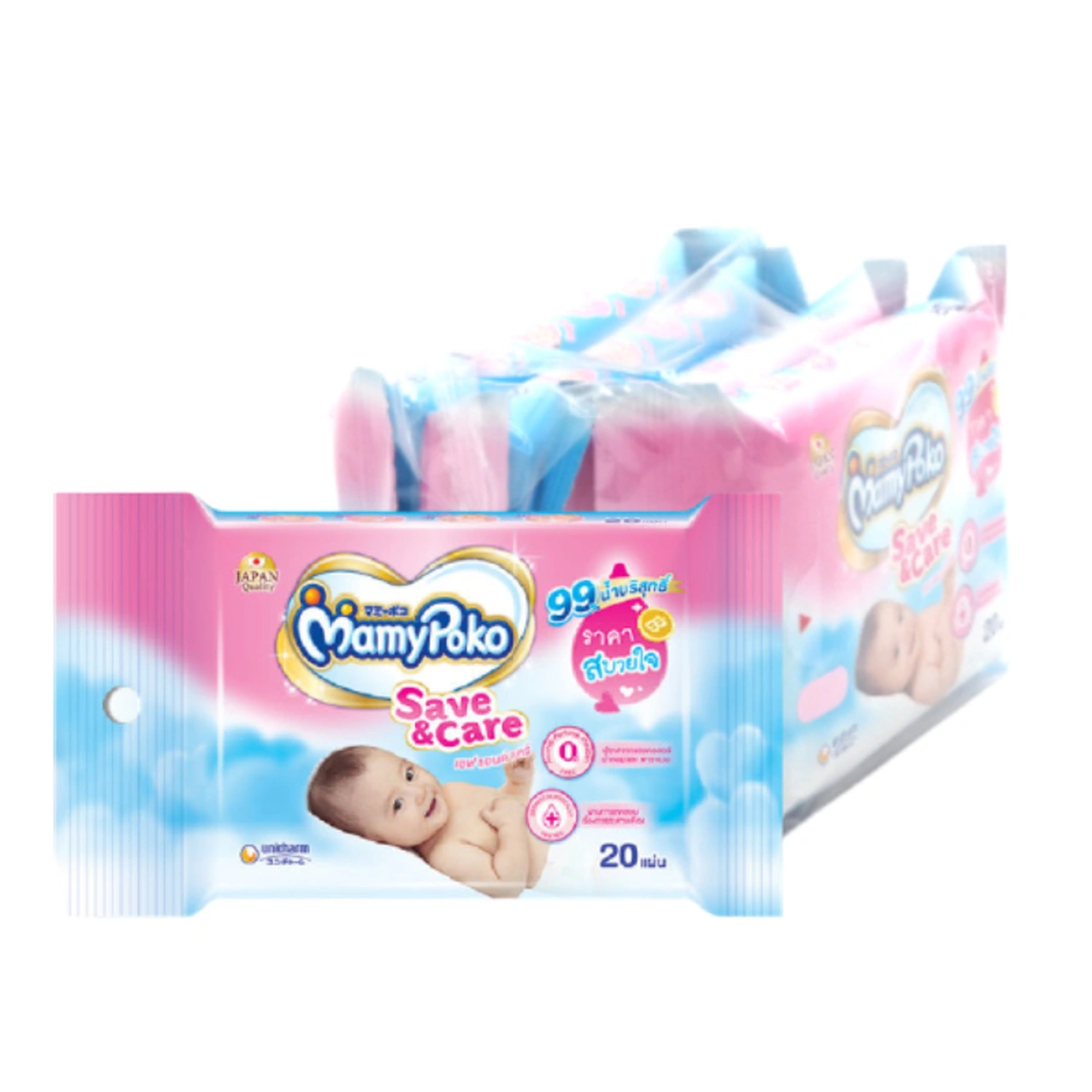 MAMYPOKO Wipes Save & Care 20 sheets x 4