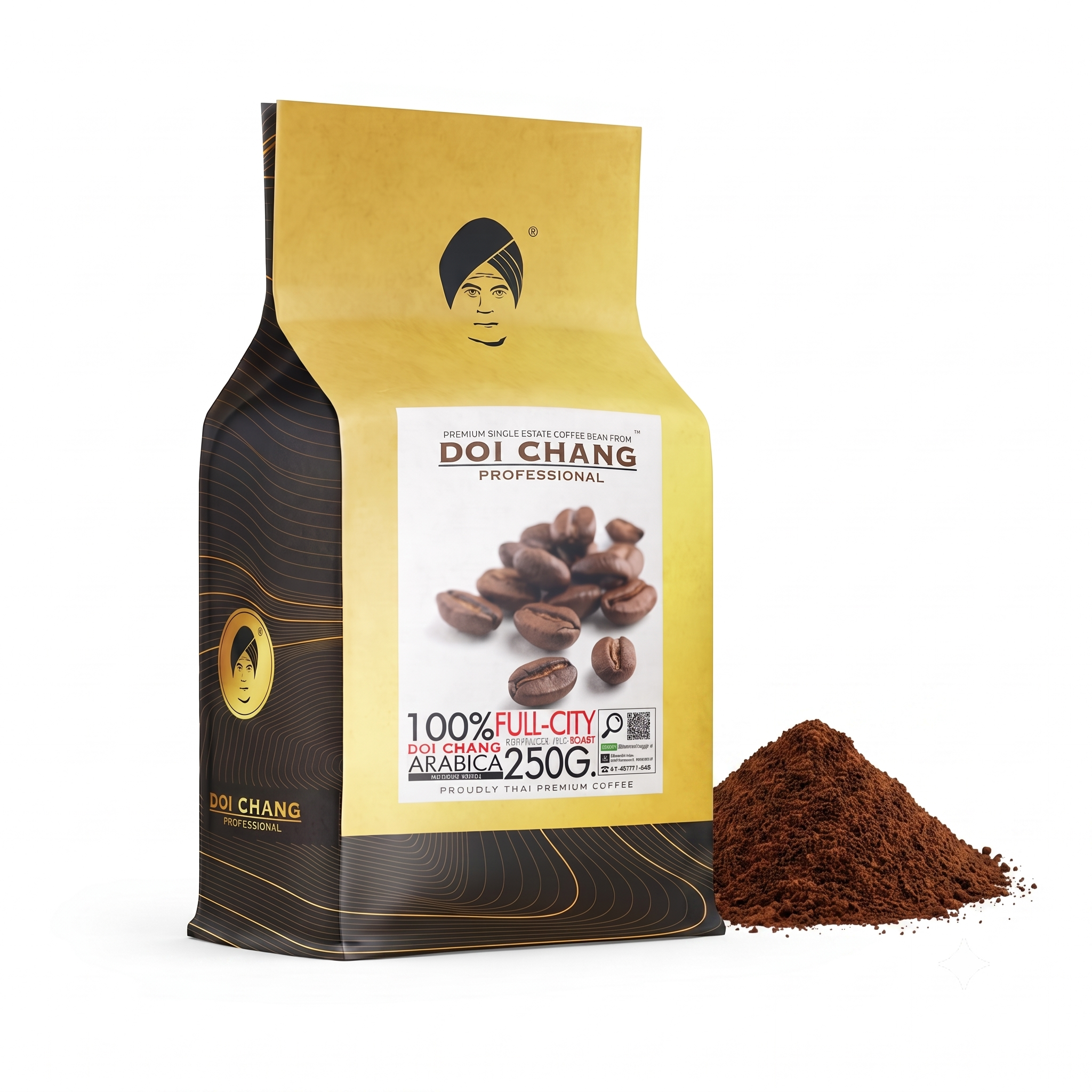[ขายส่ง ยกลัง] กาแฟคั่ว Fullcity คั่วอ่อน 40 ถุง, ชนิด บดละเอียด Fine Ground Type ( รวม 40 ถุง x 250g.) Doi Chang Professional สำหรับ เครื่องชงกาแฟ ดริป Moka pot 25040 (727498764389824)