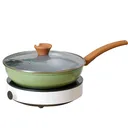 Thumbnail 1 of Bechef กระทะเคลือบเซรามิคสีเขียว กระทะพร้อมฝา กระทะพสามารถใช้กับเตาแม่เหล็กไฟฟ้าได้ กระทะเคลือบ กระทะผัด กระทะทอด กระทะย่าง