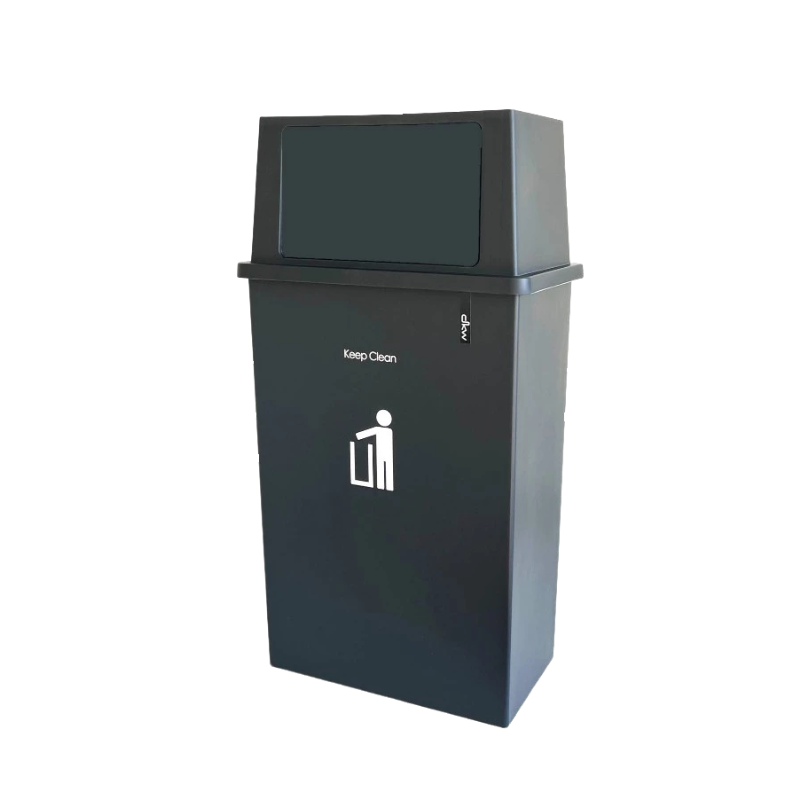 DKW Official HH-309XPฝาปิดสปริง ถังขยะ 40 ลิตร ถังขยะ อึด สวย ทน กลางแจ้ง ขนาดใหญ่ สีเทาดํา-ฝาปิดสปริง