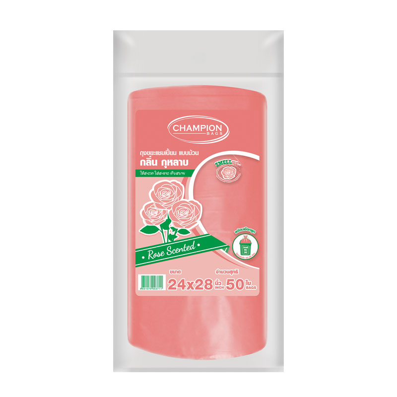CHAMPION Garbage Bag Roll Rose Scented 24x28" 50 bags