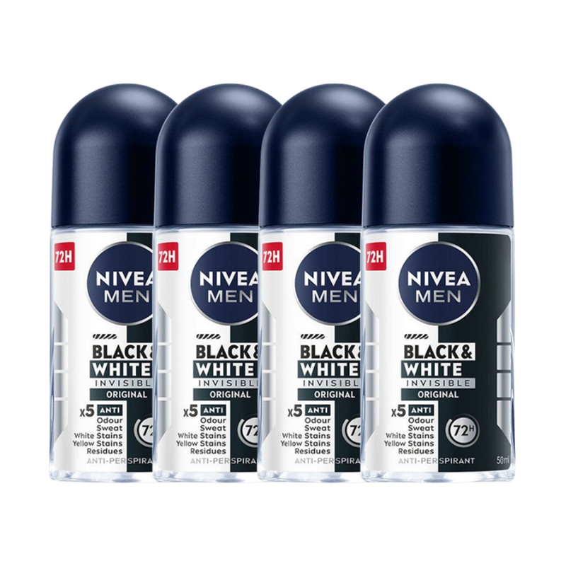 NIVEA MEN Black & White Invisible Roll On 50 ml x 4