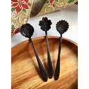 Thumbnail 1 of Twin Fish ช้อนกาแฟ ช้อนขนม ช้อนชงกาแฟ รูปลายดอกไม้ รูปทรงสวยงาม สีดำ 12ซม.ss-13/14/15bk