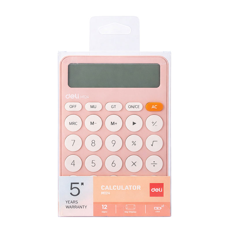 DELI Calculator 12 Digits 0.5 mm Pink