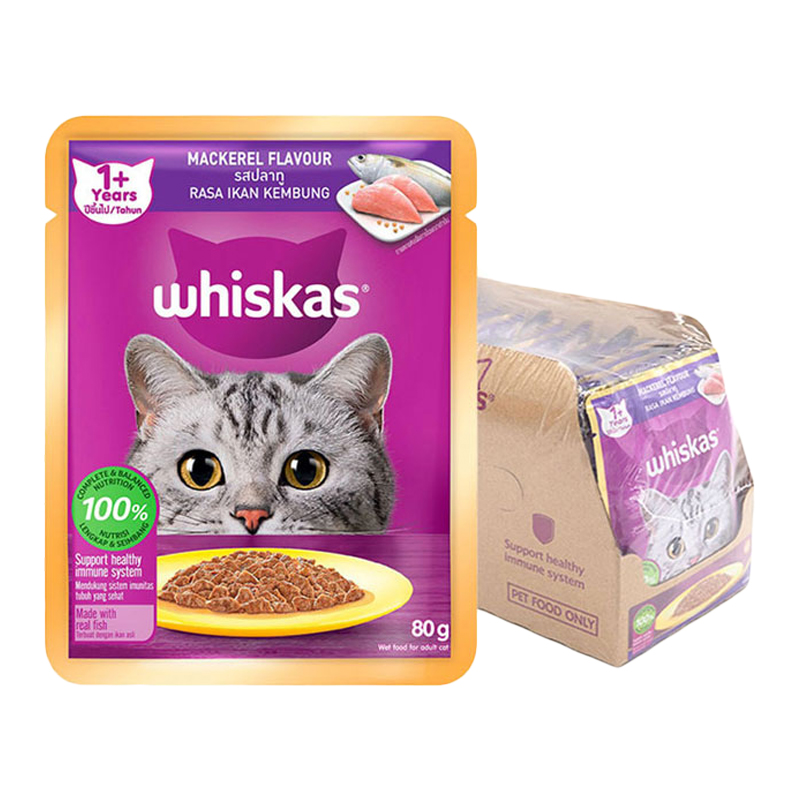 WHISKAS Pouch Wet Cat Food Mackerel 80 g x 14