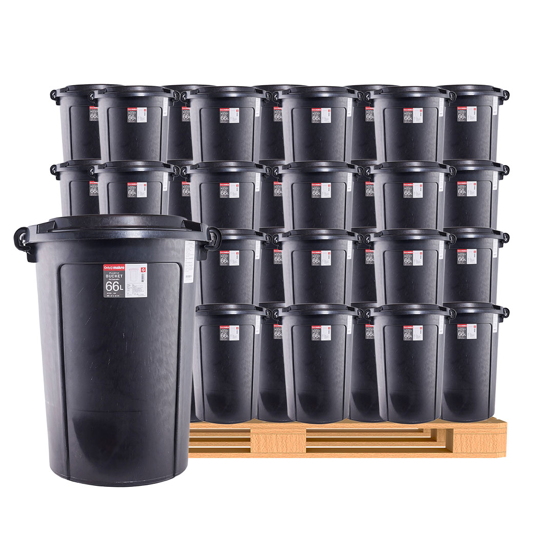 SAVEPAK Plastic Bucket 66 l Black x 64 pcs (1 pallet)