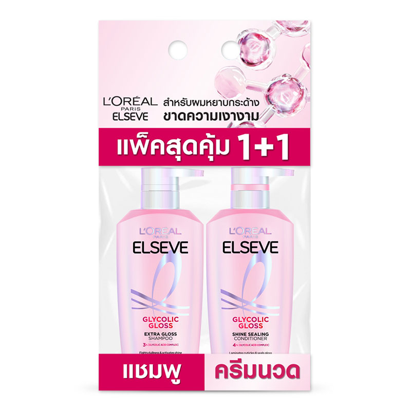 L'OREAL Elseve Shampoo+Conditioner Glycolic Gloss 400+375 ml x 1+1