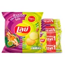 Thumbnail 1 of เลย์ ร็อค มันฝรั่งทอดกรอบ รสกุ้งเผาและน้ำจิ้มซีฟู้ด 11 ก. x 12