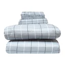 Thumbnail 2 of โมเมนโต ผ้าปูที่นอนเสมือนคอตตอนลายตาราง สีเทา 6 ฟุต+ผ้านวม