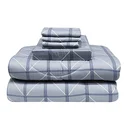 Thumbnail 2 of โมเมนโต ผ้าปูที่นอนเสมือนคอตตอนลายตาราง สีเทา 6 ฟุต+ผ้านวม