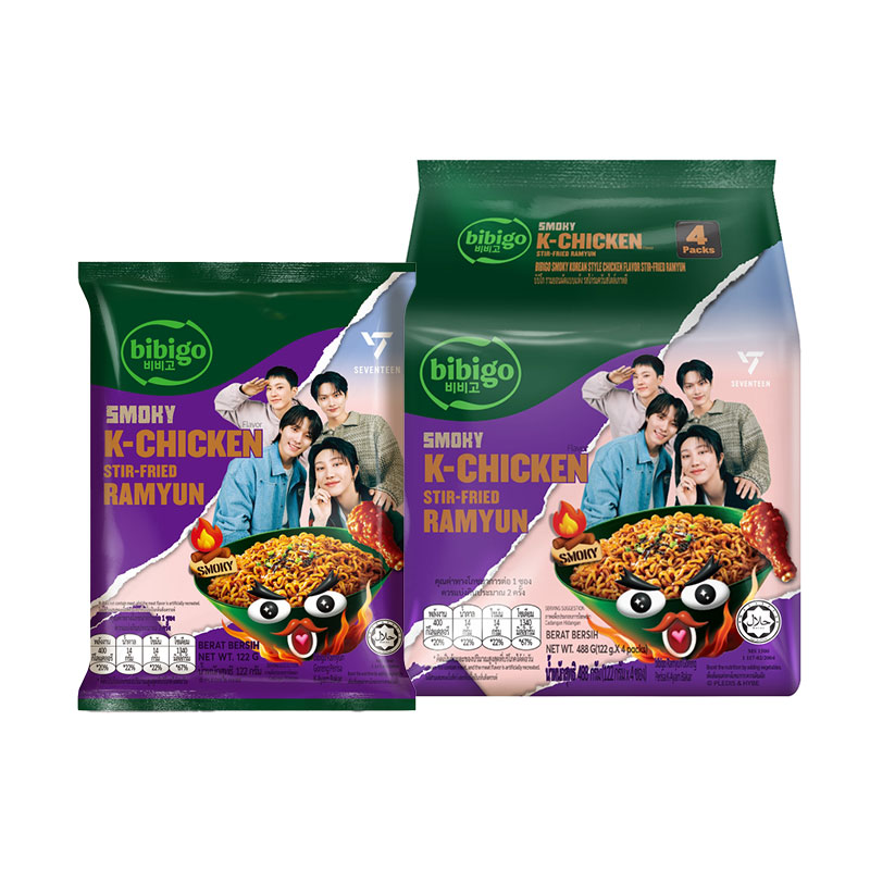 BIBIGO Instant Noodles Stirfried Ramyun Smoky Korean Style Chicken Flavor  122 g x 4